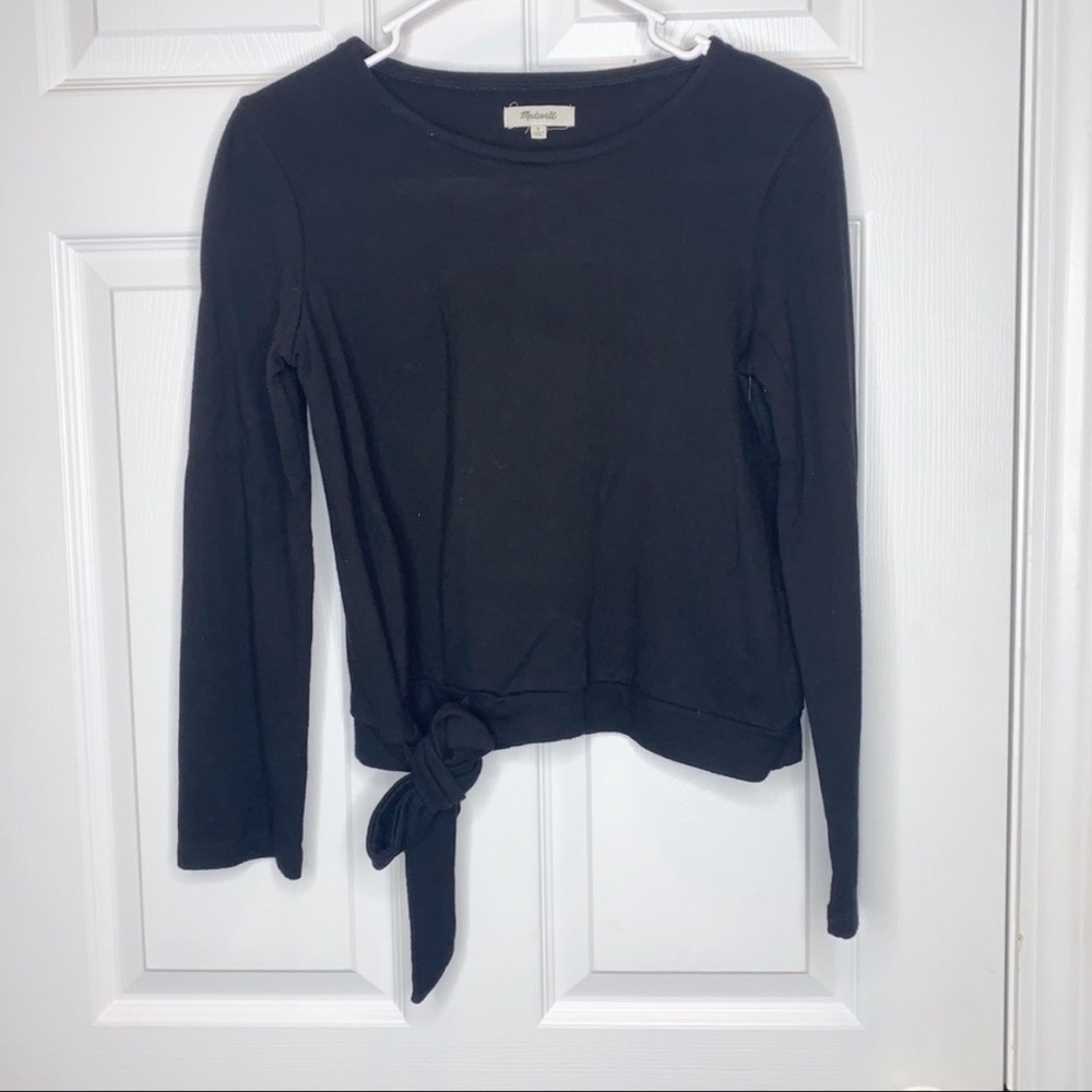 Madewell side tie long sleeve black tee - Picture 2 of 7